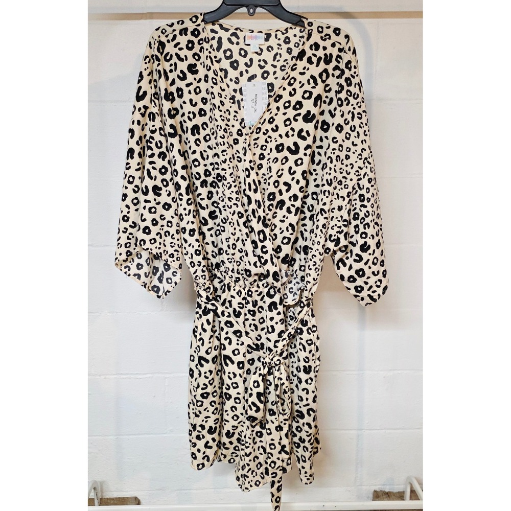 NWT LuLaRoe Melinda Romper 2XL Womens Leopard Print Wrap V-Neck Tie Waist Wild